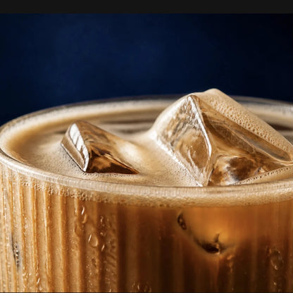 LOKT READY latte texture over ice, macro